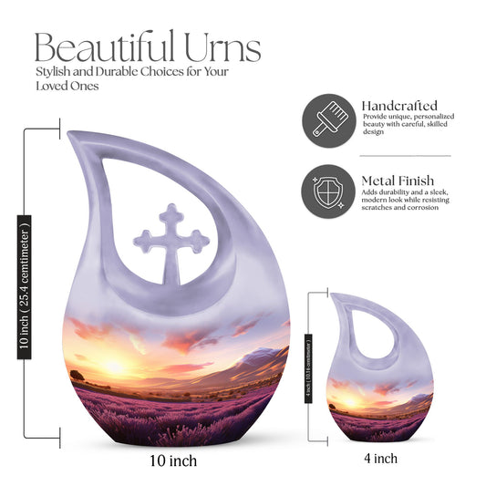 Cross Drop design Wilderness Urn, 10-Inch memorial