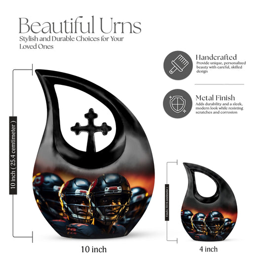 Large 10-inch Football Themed Cross Drop Design