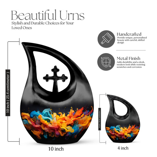 Abstract Cross Drop Personalized Urn