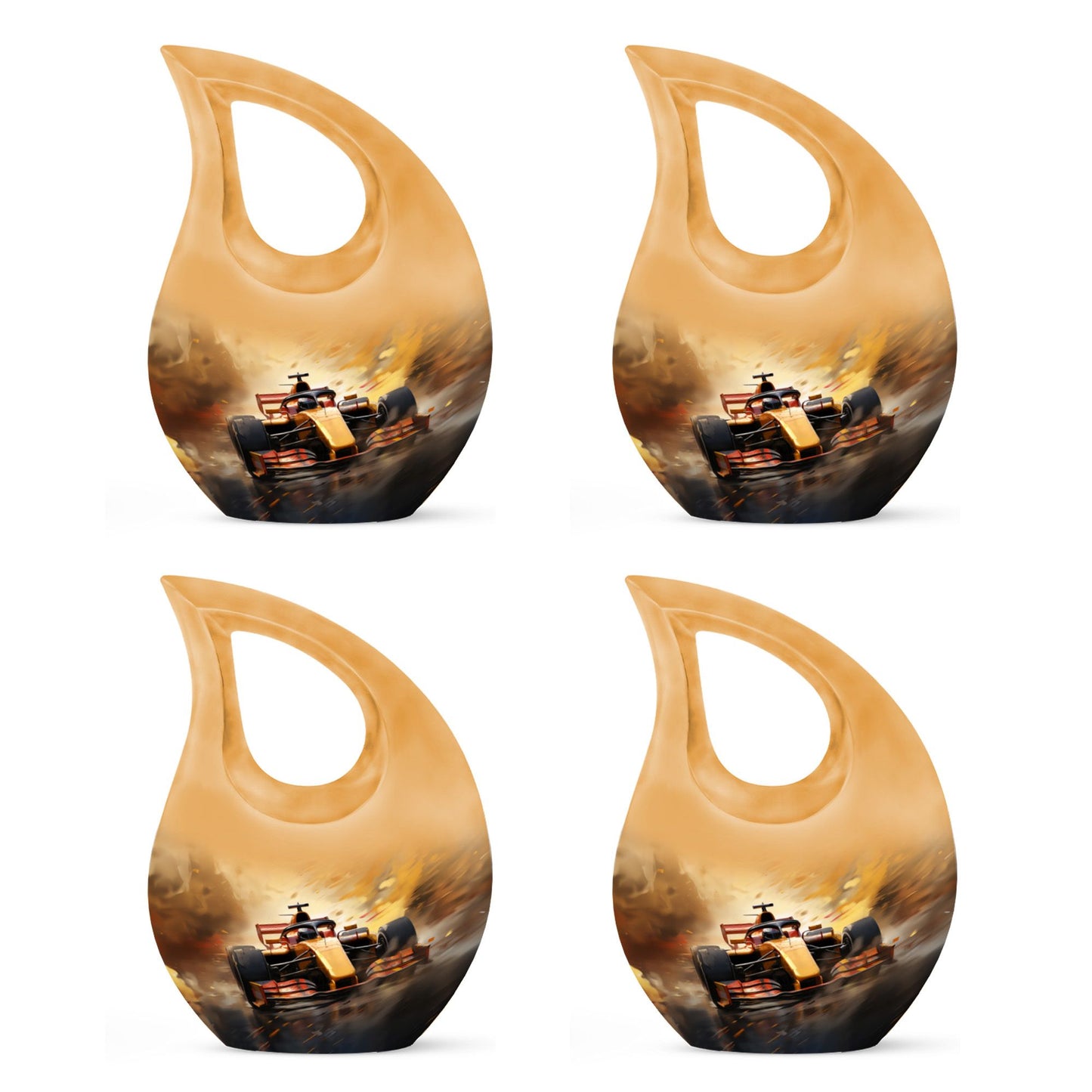 10-inch Car Race themed memorial urn