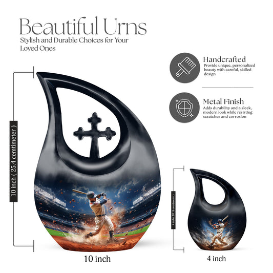 10-Inch Baseball Cross Drop Urn,