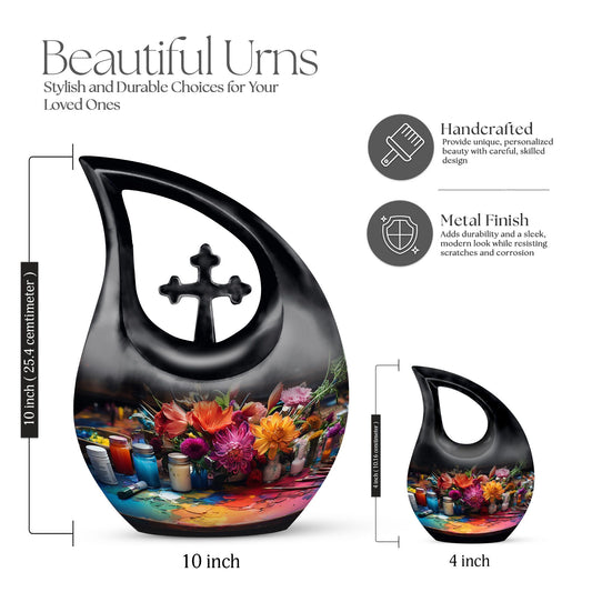 10-inch Floral Palette Explosion Urn