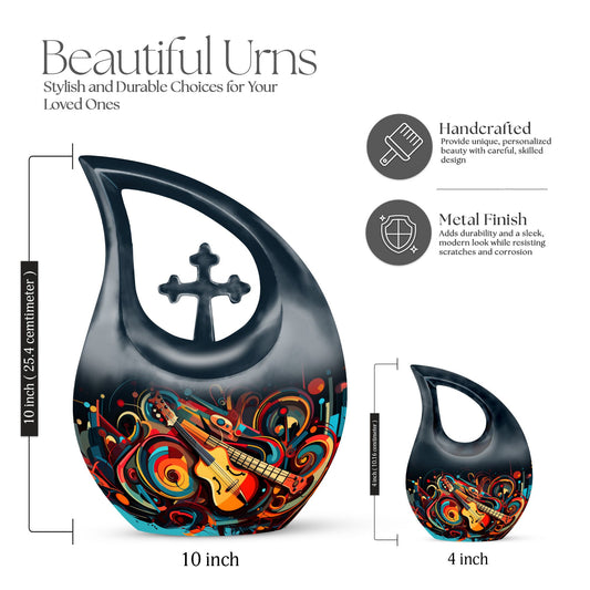 10-inch Swirling Guitar Abstract Urn