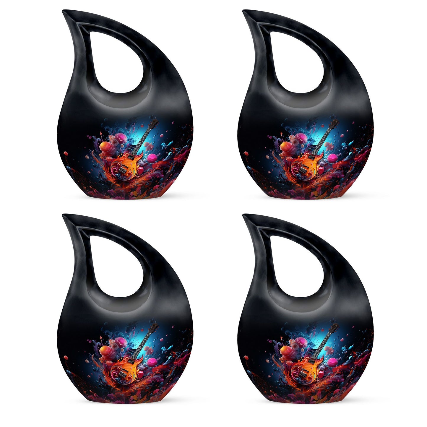 Vibrant Guitar Eruption Urn