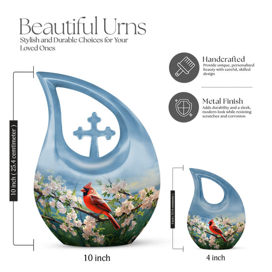 10 inch Cardinal Bird urn