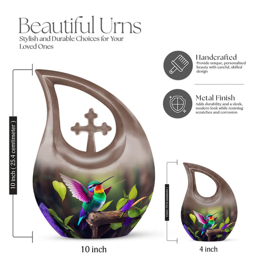 Hummingbird Themed, Cross Drop Design Custom Urn