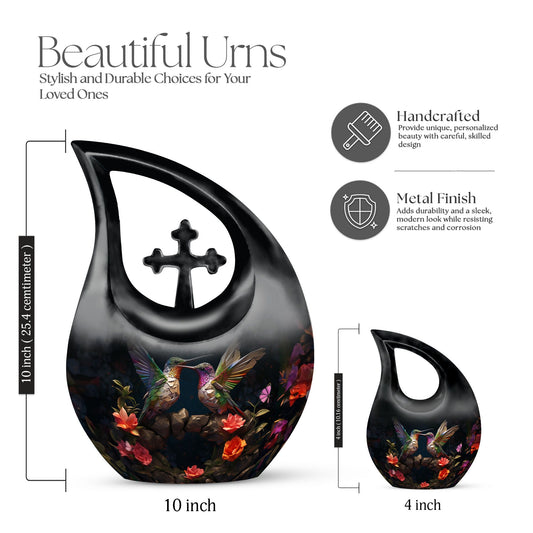 10-inch Humming Bird Cross Drop Urn