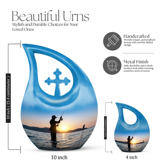 10 Inch Cross Drop Fisherman Urn