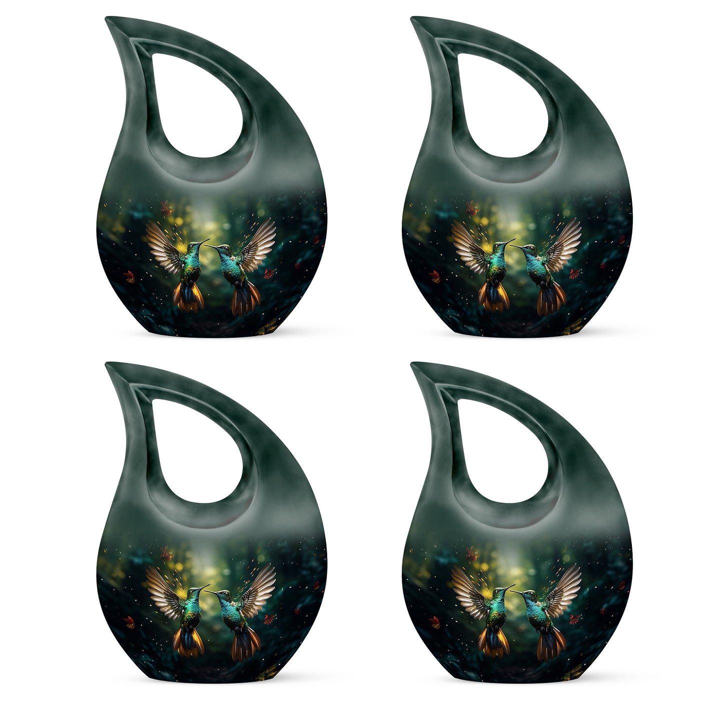 Green Personalized Bird Keepsake Urn for Adult Male - 10-inch, 200 cu in - Yatskia