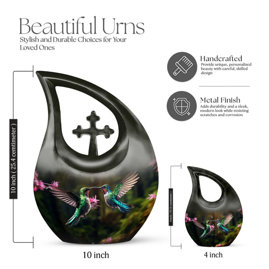 10-inch Aluminium Cross Drop Humming Bird Urn
