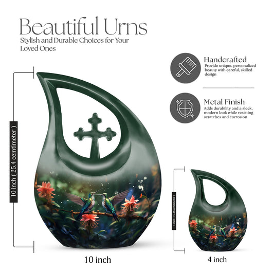 10-inch Humming Bird Cross Drop Urn,