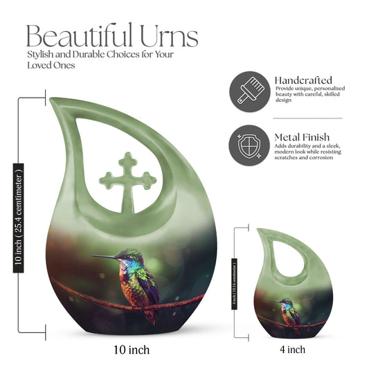 10-inch Cross Drop Humming Bird Urn