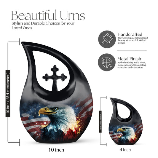 Eagle theme aluminium urn