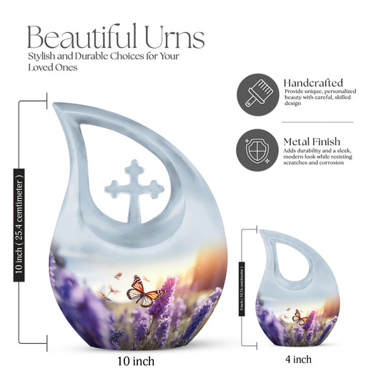 Ten-inch Cross Drop Butterfly Urn