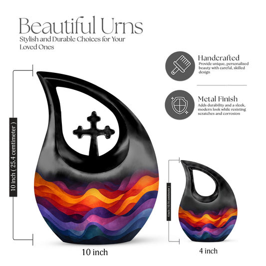 10 Inch Abstract Rainbow Urn