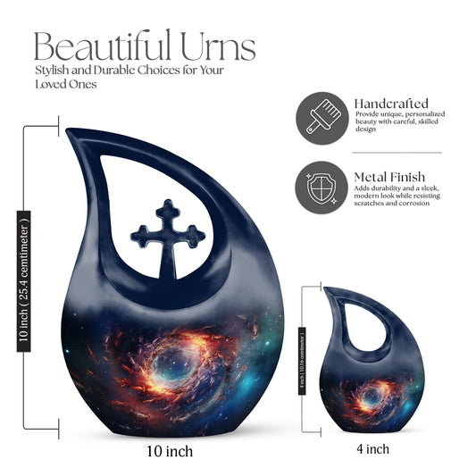 10-inch Cross Drop design Galaxy Urn