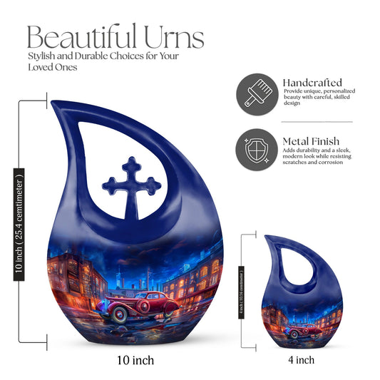 10-inch Reflections Of A Cross Drop design memorial urn,