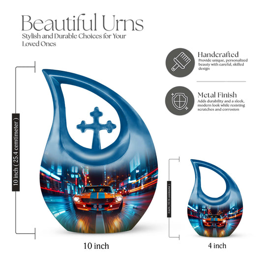 Cross Drop Design Midnight Drive Urn,