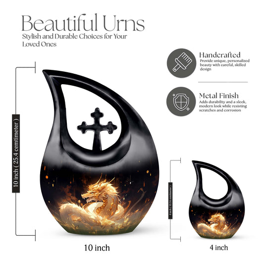 Golden Dragon's Cross Drop Urn for Mom