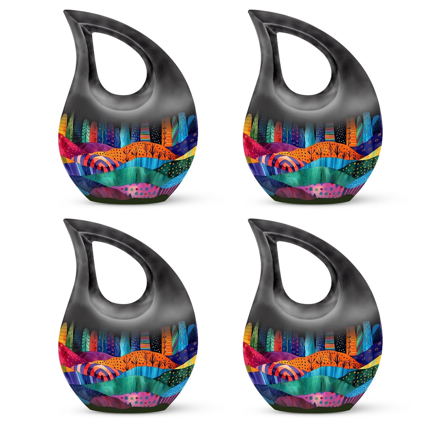 Vibrant Textile Landscape 10 Inch Aluminium Urn