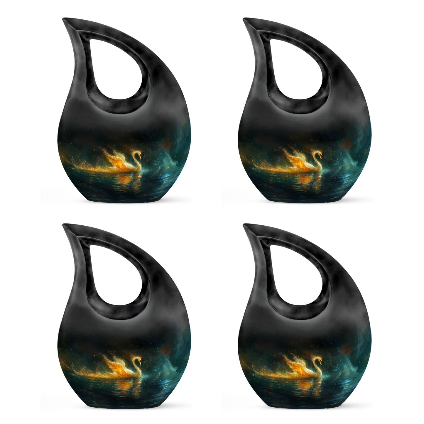 Cosmic Fire Swan Urn