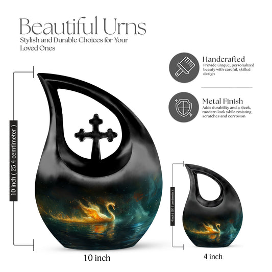 Cosmic Fire Swan Urn