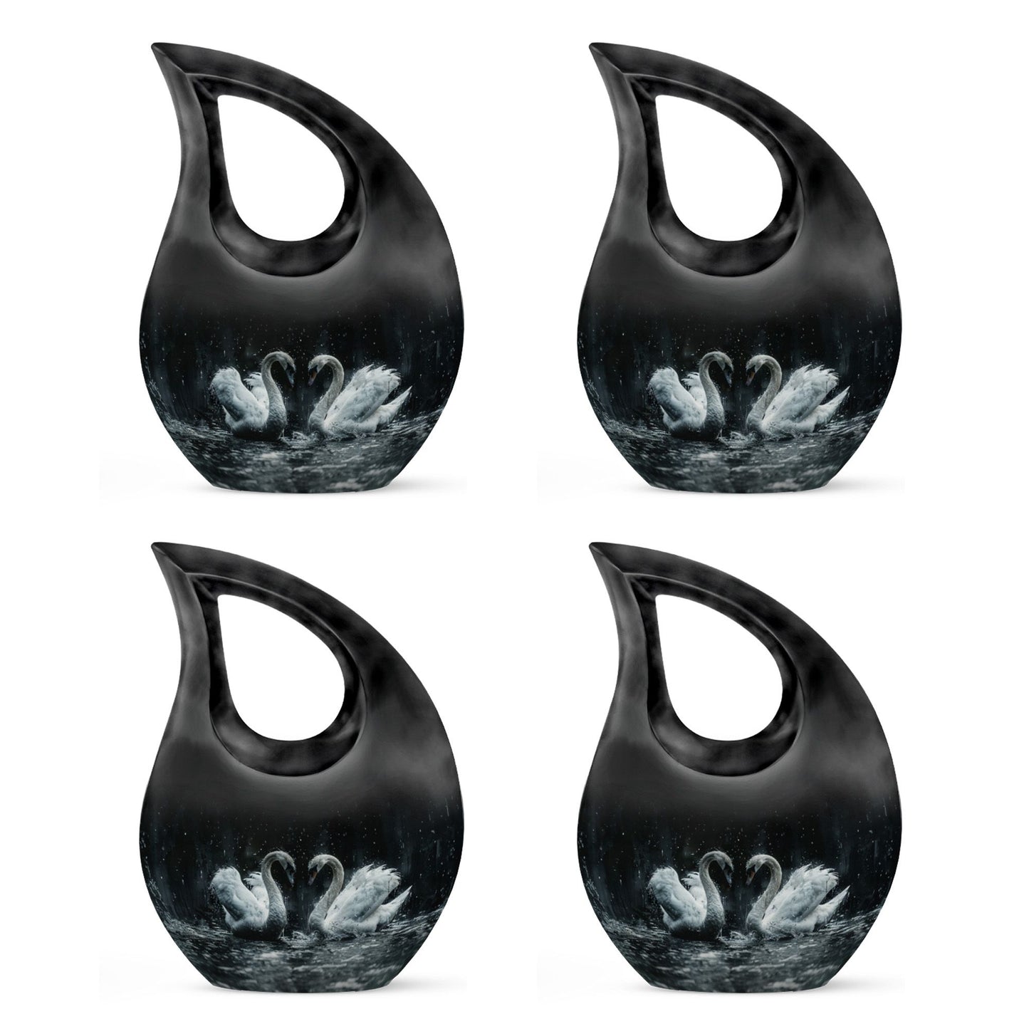 10-inch Monochrome Swan Urn with Cross Drop design