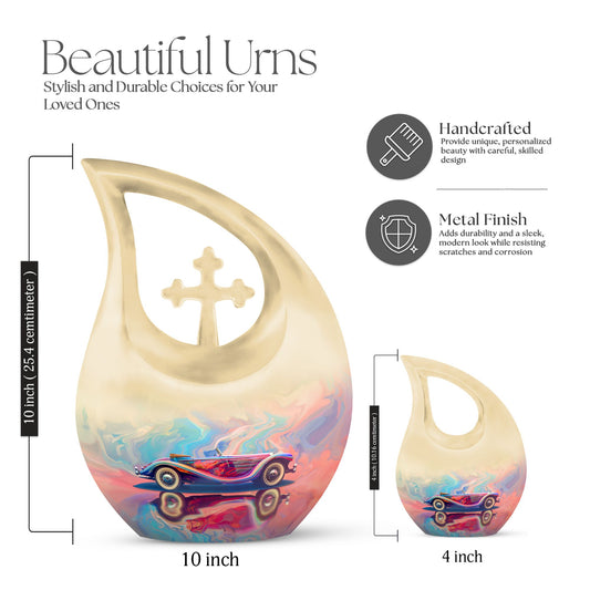 10 Inch Neon Fluid Motoring Urn with Cross Drop design,