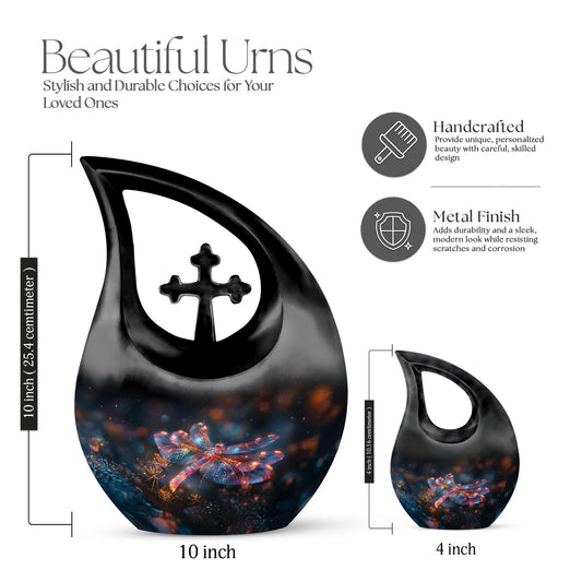 10-inch Cosmic Dragonfly Dance Urn,