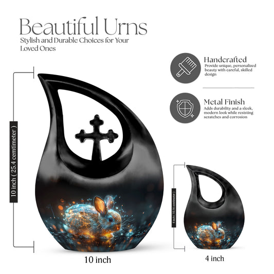 10 inch Luminous Mystic Hare Urn with Cross Drop design
