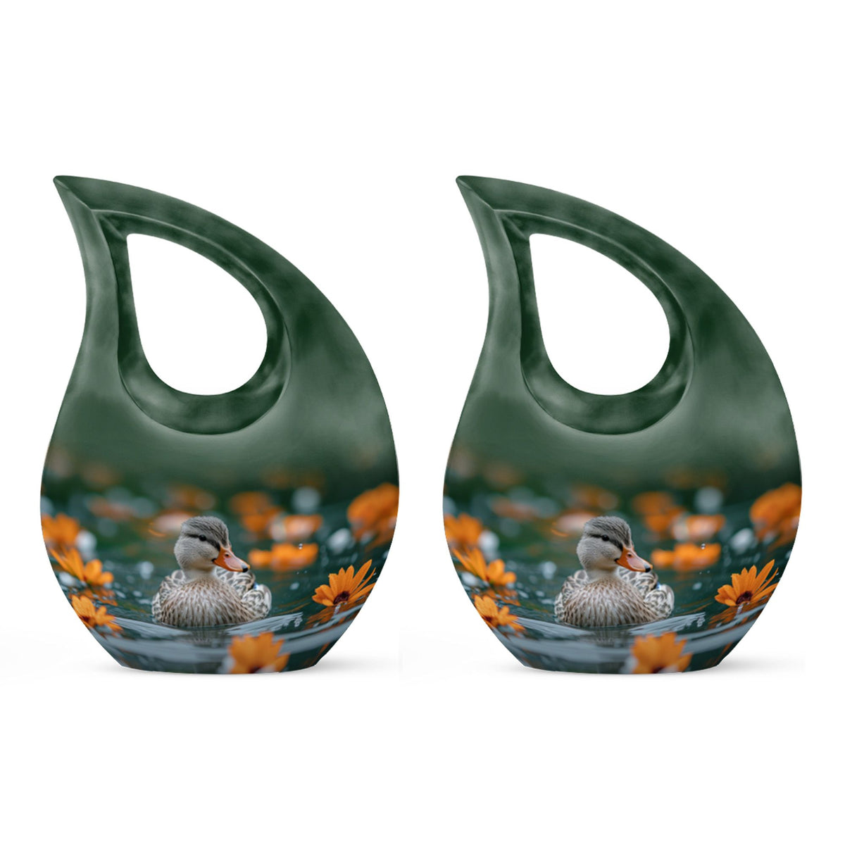 10-inch Floral Duck Reflection Cross Drop Urn