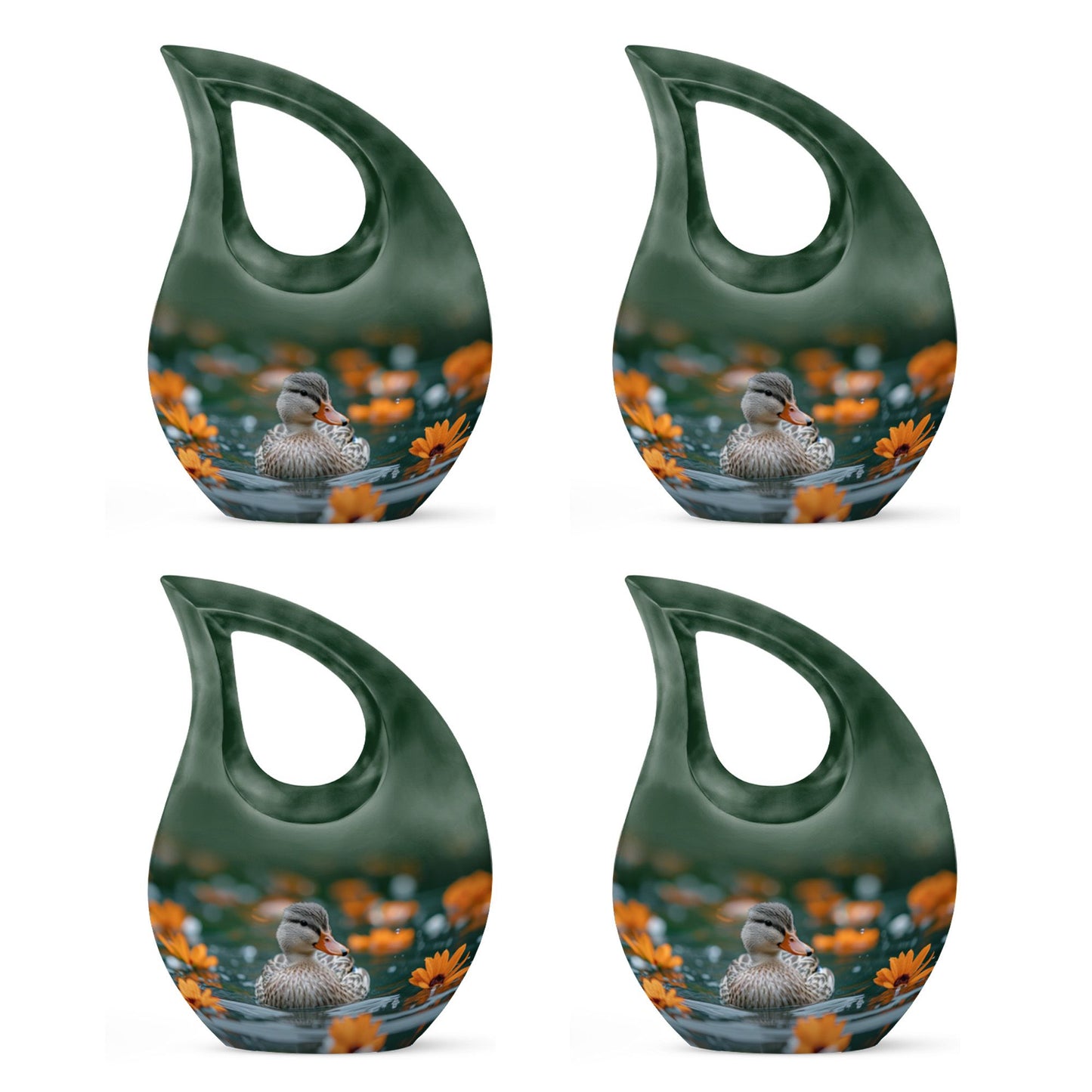 10-inch Floral Duck Reflection Cross Drop Urn