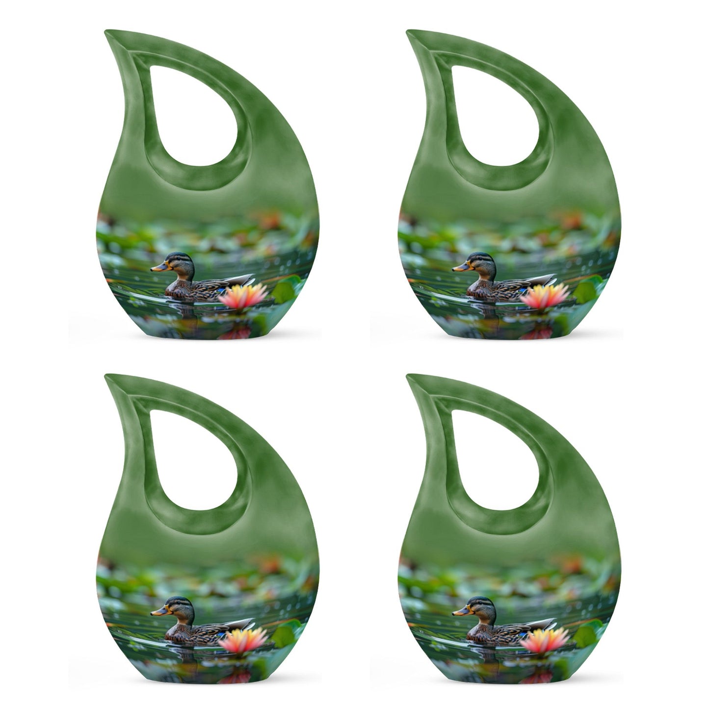 Aluminium Duck's Lotus Realm cremation urn,