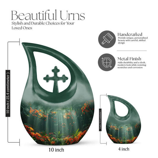 Tropical Radiance Cross Drop 10 Inch Aluminium Memorial Urn
