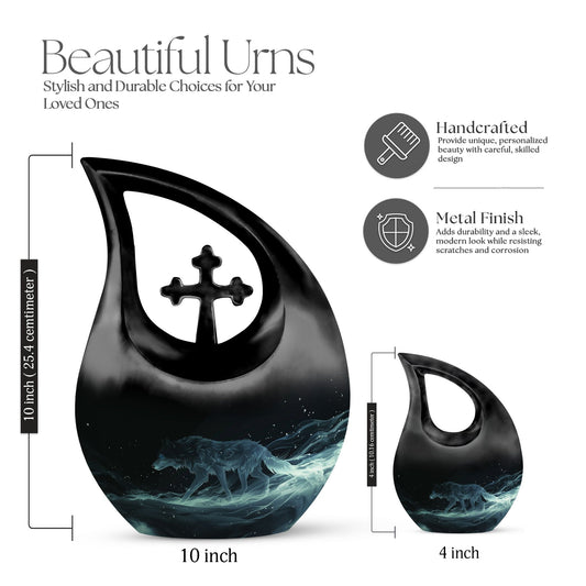 10-inch Celestial Wraith Wolf Urn