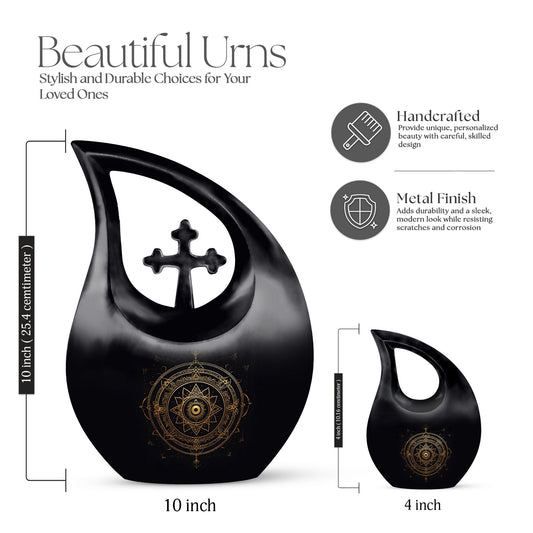 10-Inch Zodiac Themed Cross Drop Design Custom Urn,