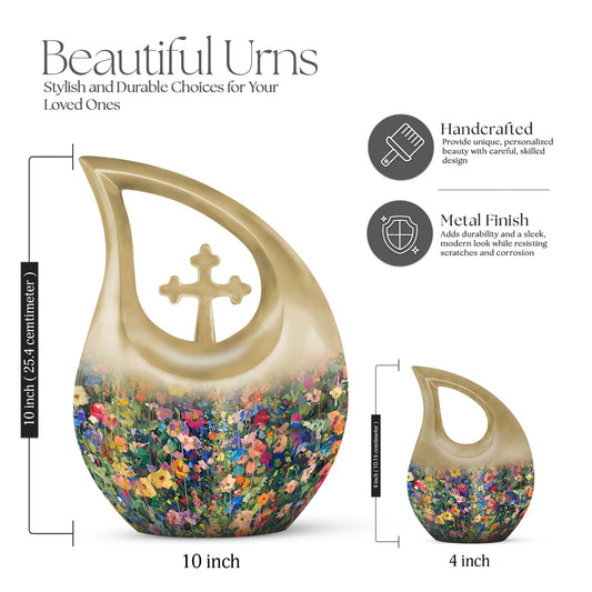 Pink Cross Drop Flowers Urn,