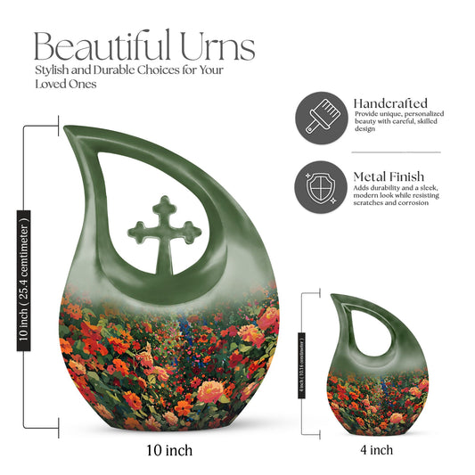Large 10 Inch Cross Drop Flowers Urn