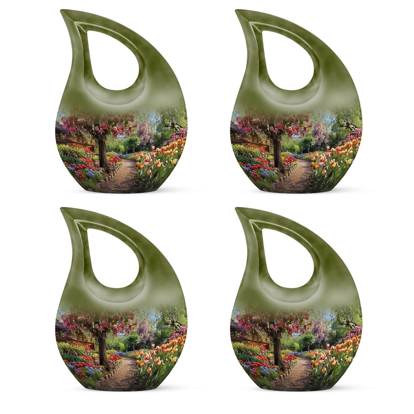 Flowers themed Cross Drop 10-inch Modern Urn