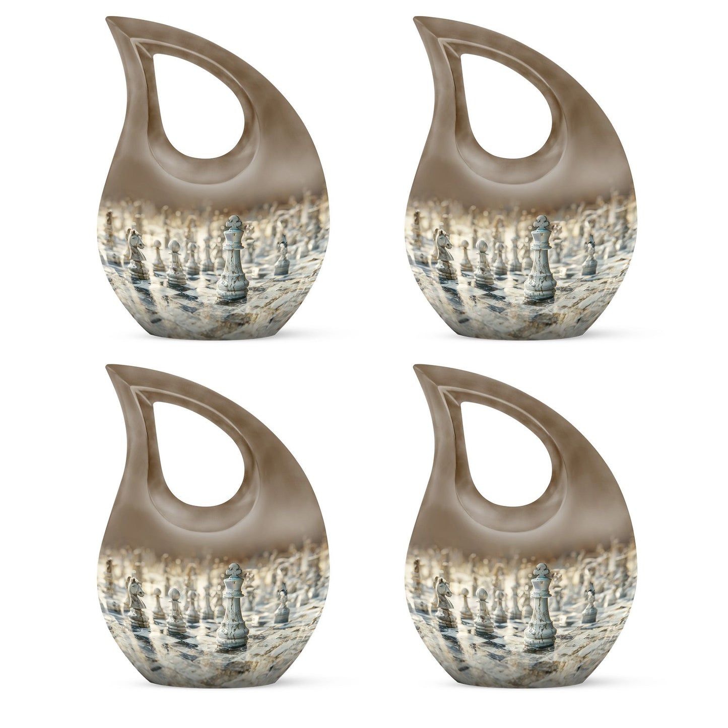 10-inch Chess-themed Cross Drop urn,