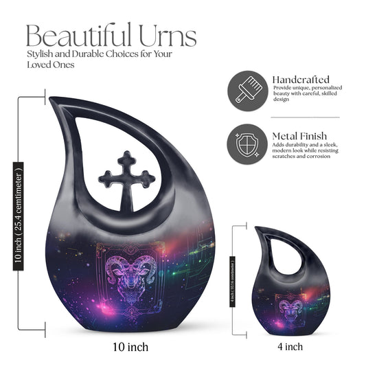 Zodiac Urn, Metal Cremation Urn