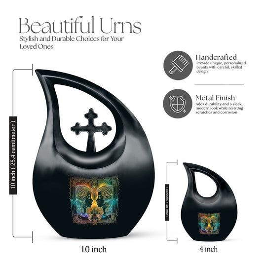 10-inch Zodiac-themed Cross Drop design cremation urn,