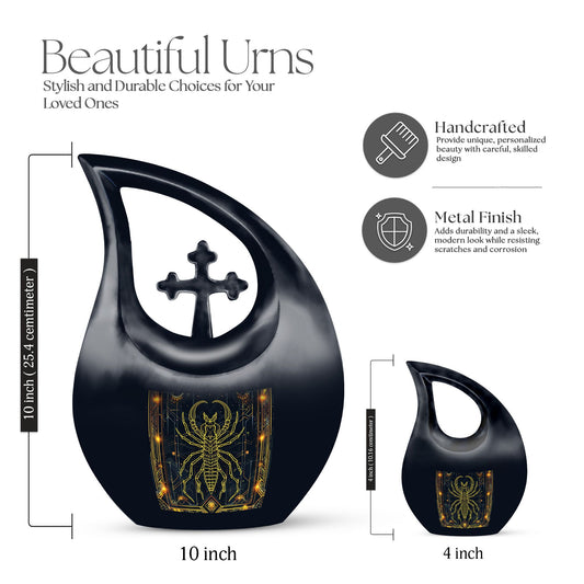 10 inch Zodiac-themed Cross Drop Mini Urn