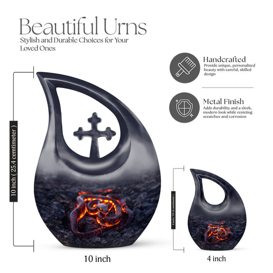 Snake-themed Cross Drop Aluminium Urn