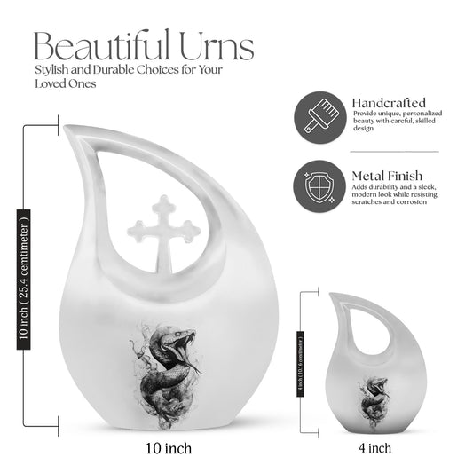 Large 10-inch Snake Urn in Pink, Cross Drop Design,