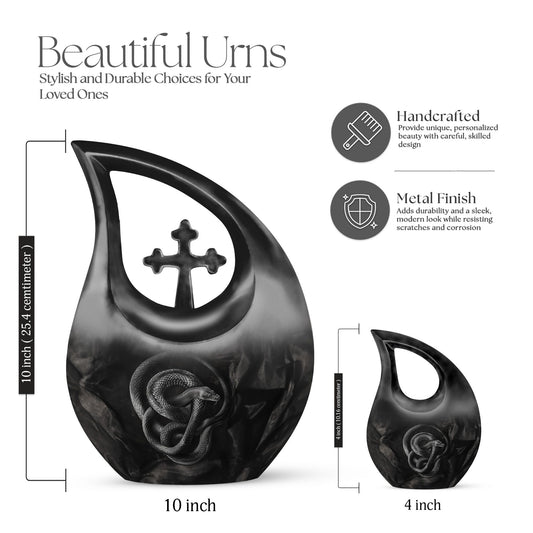 Custom Snake Urn with Cross Drop design, Large