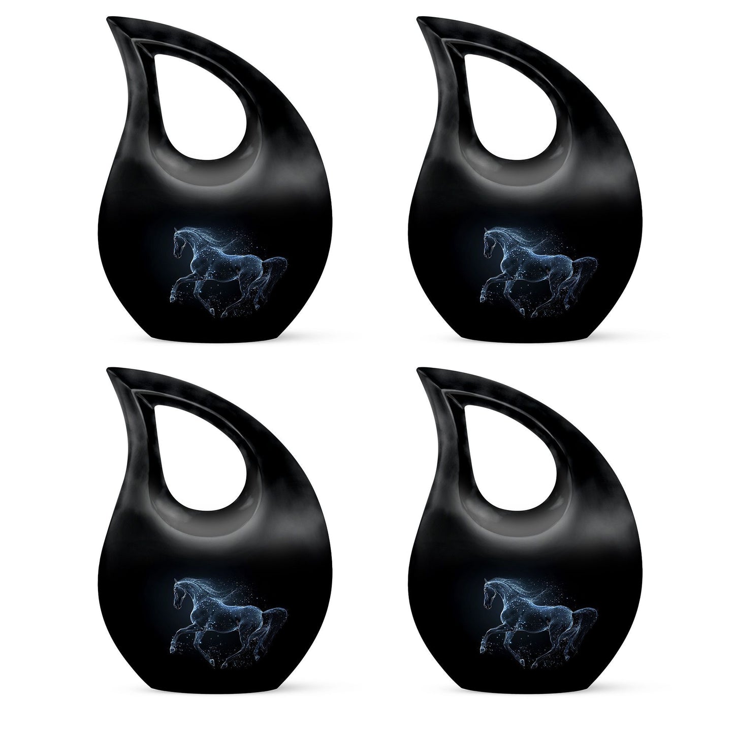 Medium-sized horse theme Cross Drop urn,