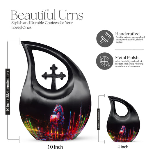 Horse Urn with Cross Drop design