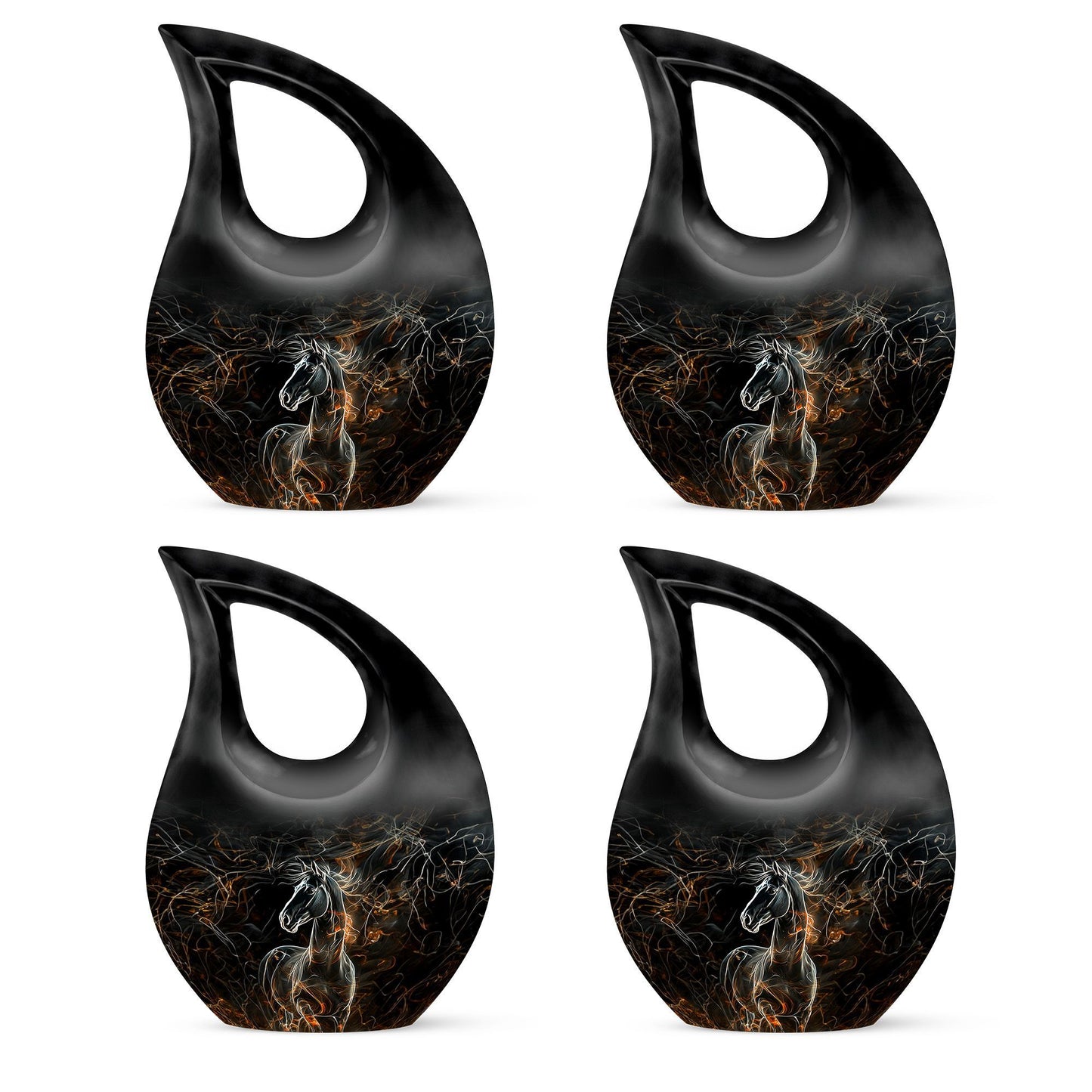 Customized 10-inch Horse Urn with Cross Drop design,