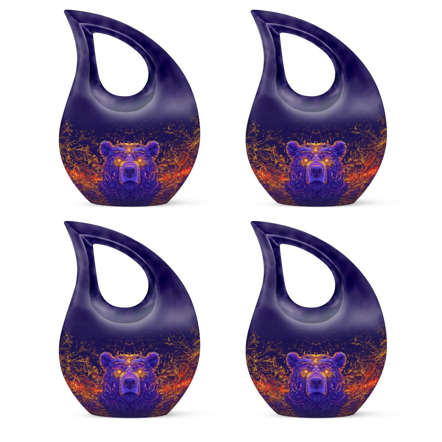 10 Inch Bear Urn with Cross Drop design for Cremated Remains, includes velvet pouch